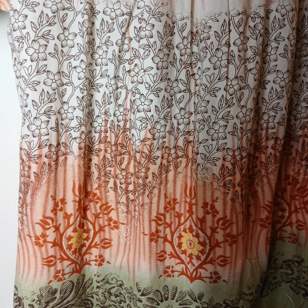 Aryeh Multicolor Boho Print Dress | Square Neck, Puff Sleeve | Size S - Picture 15 of 15